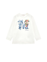 T-shirt cotone stampa logata con strass
