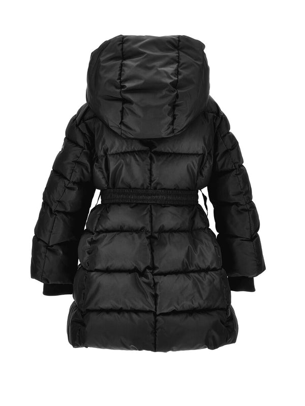 Piumino con cintura e cappuccio