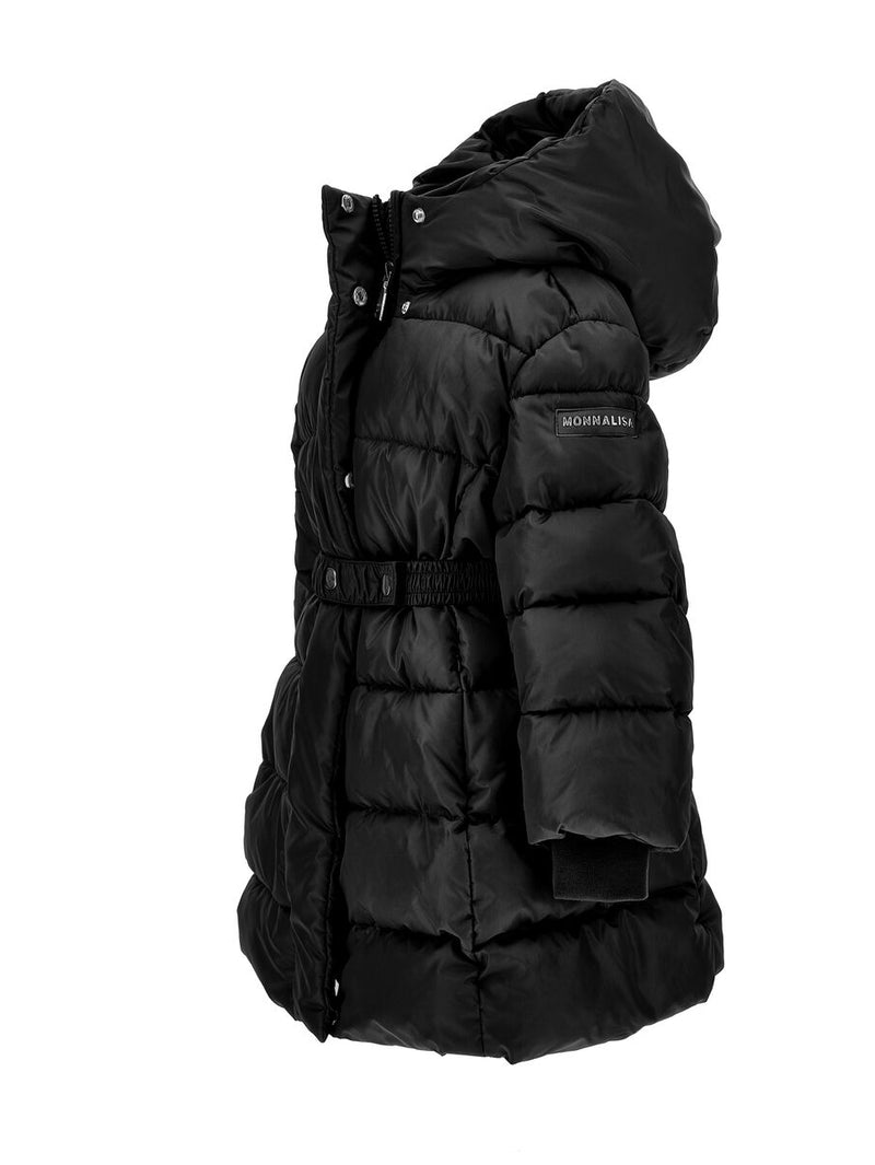 Piumino con cintura e cappuccio