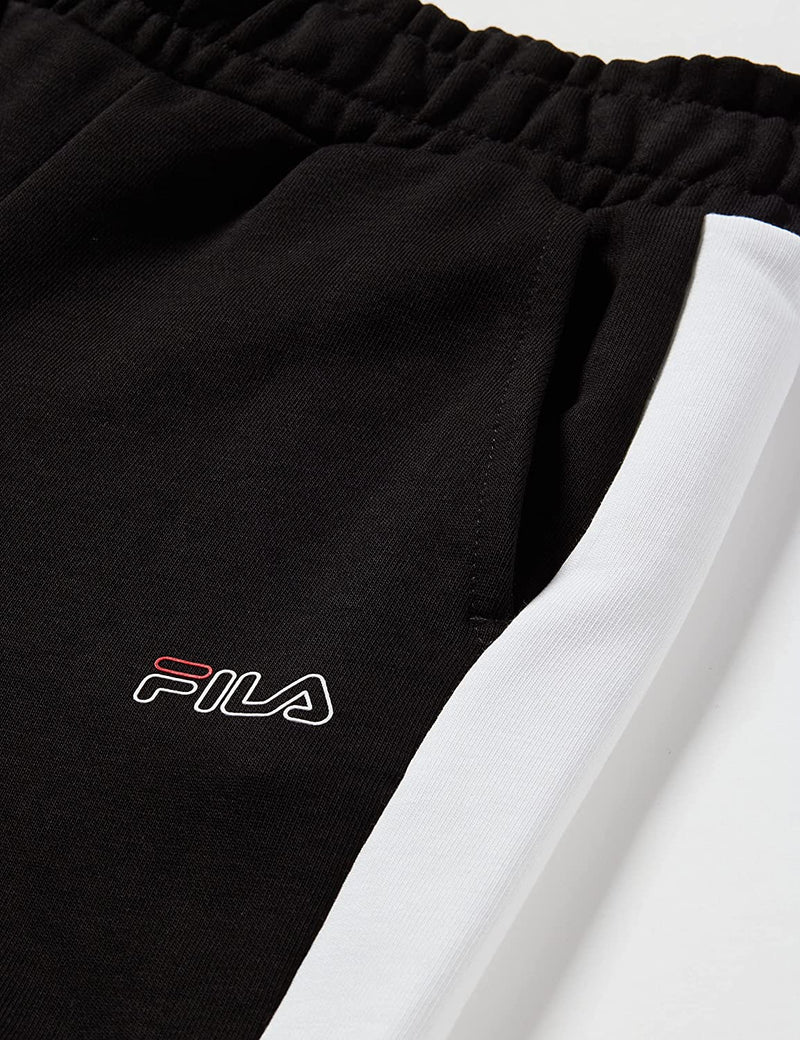 Fila LAREL Panel Pantaloni Sportivi, Nero-Bianco Brillante bambino