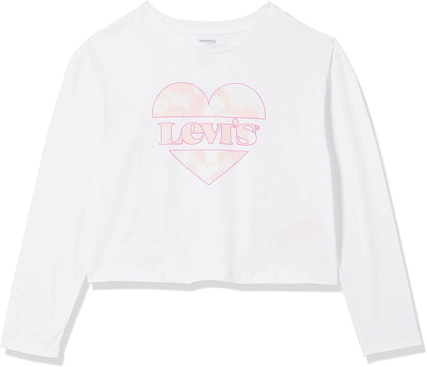 Levi's Kids Lvg Cropped Long Slv Te Shirt Camicetta Lunga, Bianco, Bambina