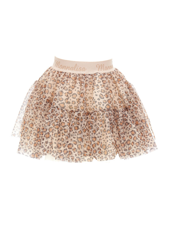 Gonna in tulle stampa animalier