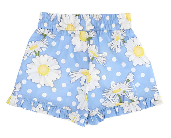 Shorts popeline stampa margherite e pois