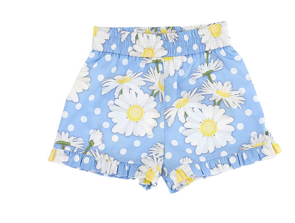 Shorts popeline stampa margherite e pois